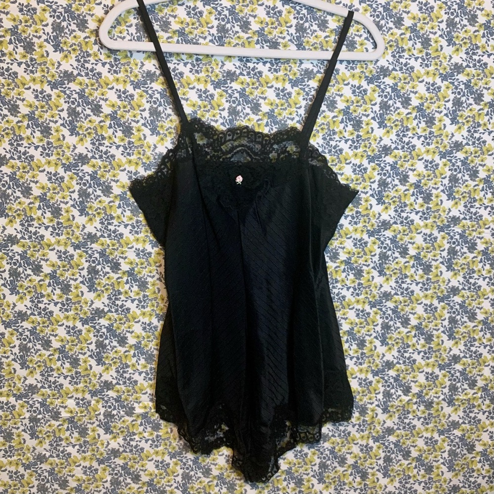 LAST CHANCE Lacey Vintage 80s/90s Black Lingerie Teddy Bodysuit
